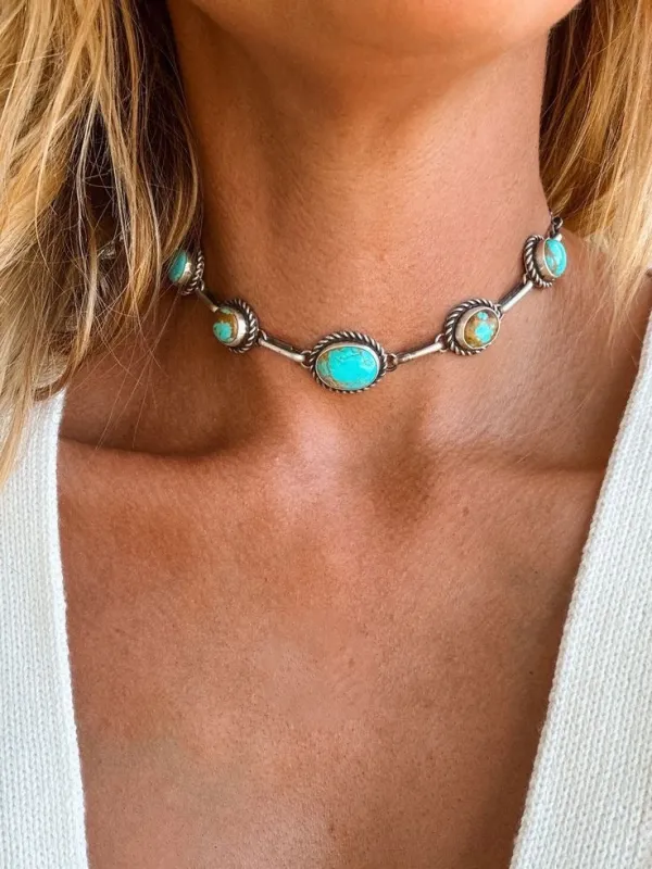 "Dutton" Kingman Turquoise Necklace made by Glitzy Bella