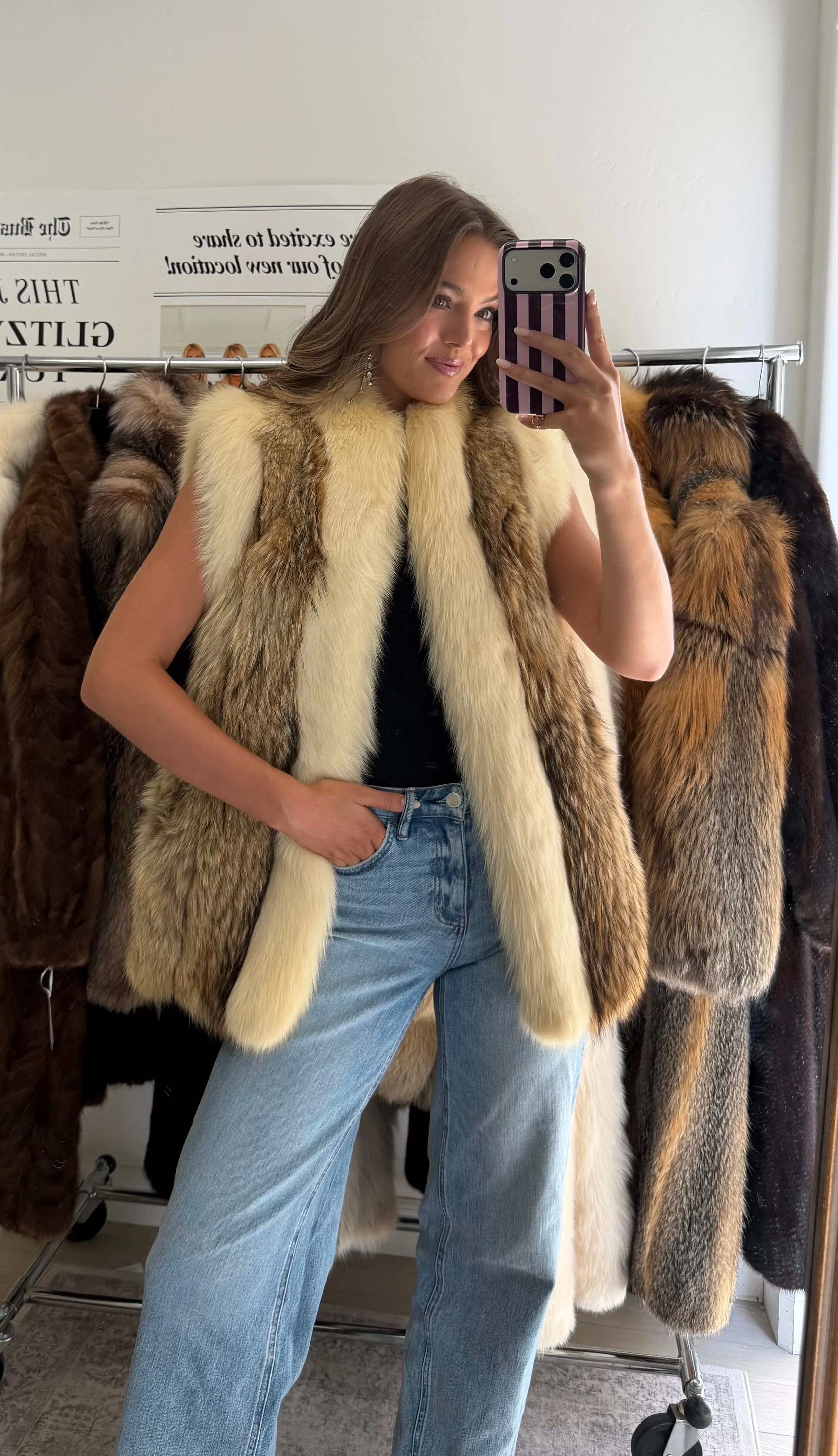 #62 Vintage Coyote Vest w/ Fox Trim Size Medium sold by Glitzy Bella