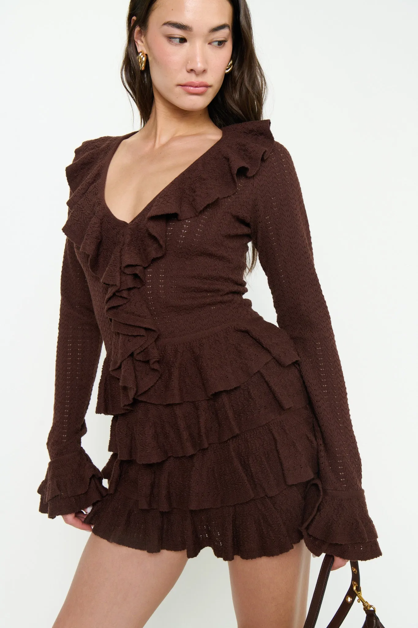 Marly Top - Brown Pointelle Knit sold by Glitzy Bella product image thumbnail 2