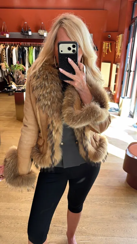 #111 Vintage Lambskin & Fox Jacket Size Medium made by Glitzy Bella