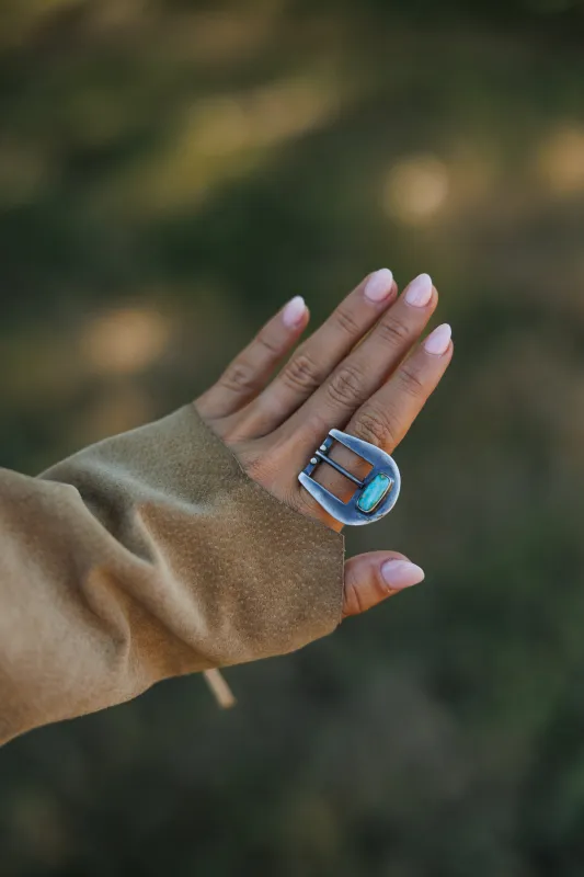 The Buckle Kingman Turquoise Ring made by Glitzy Bella