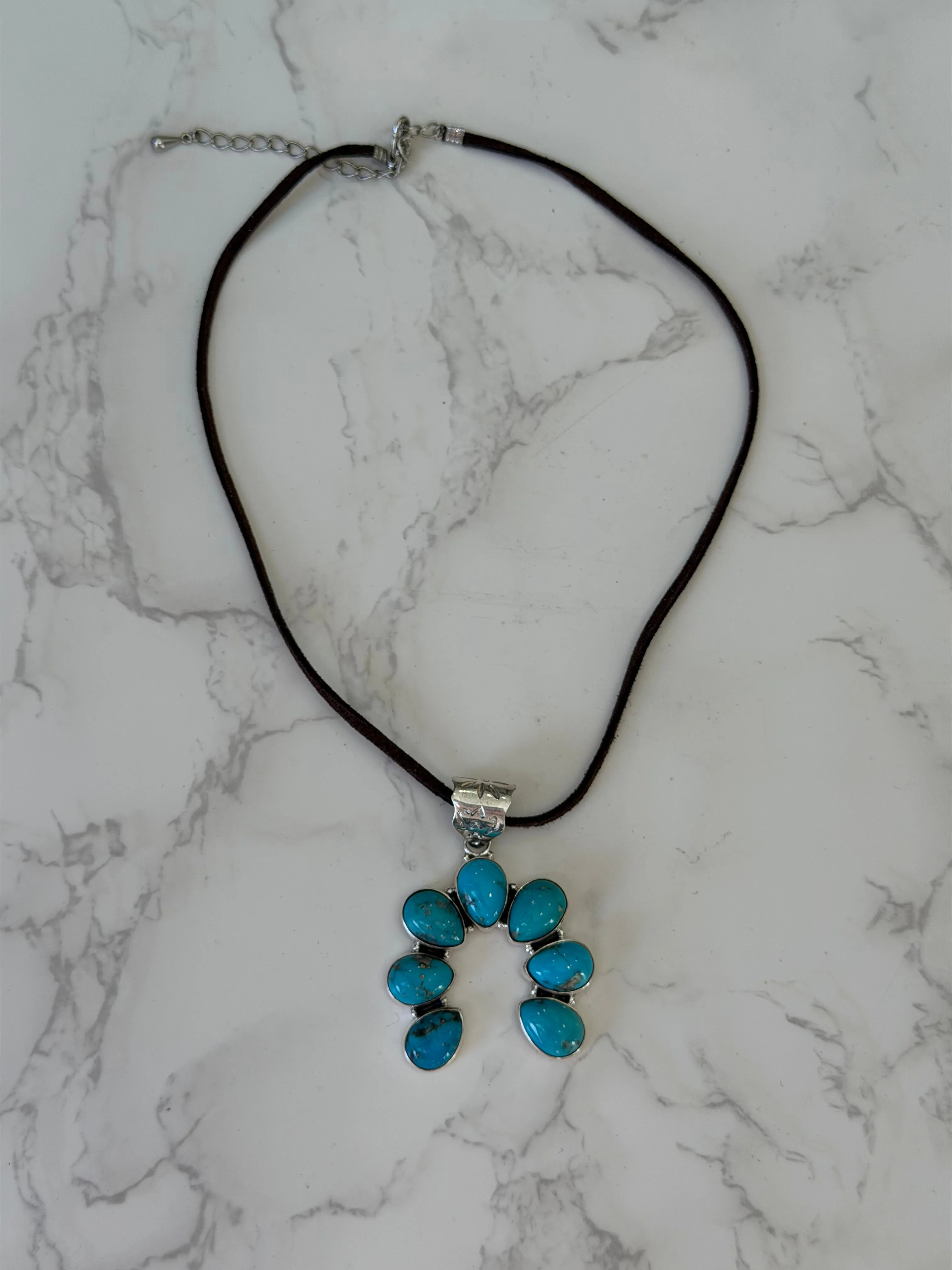 The “Mesa" Kingman Turquoise Pendant Necklace sold by Glitzy Bella product image thumbnail 3