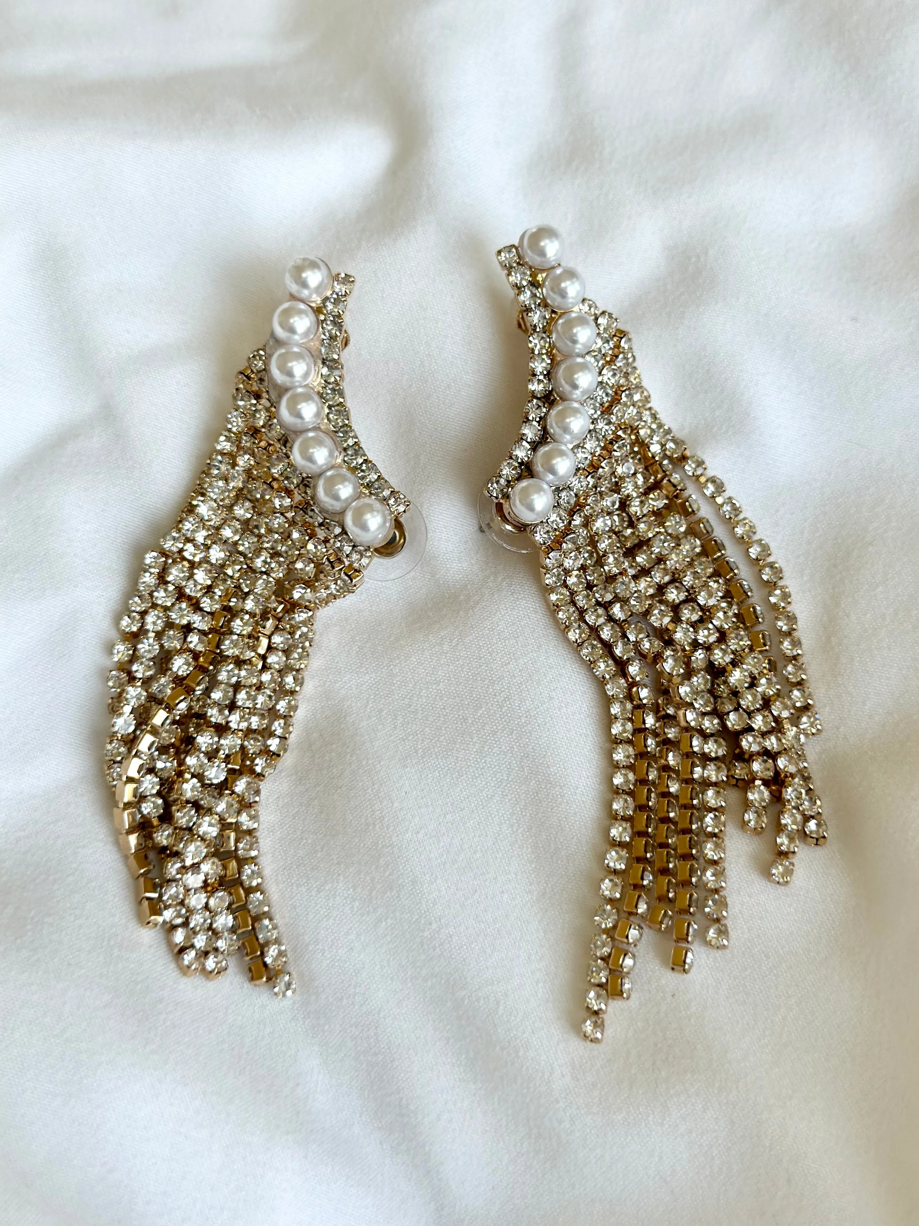 NEW!! Crystal & Pearl Statement Earring sold by Glitzy Bella