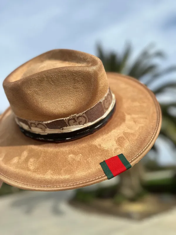 NEW!! GB ORIGINAL: The Luxe Banded Suede Hat in Tan sold by Glitzy Bella
