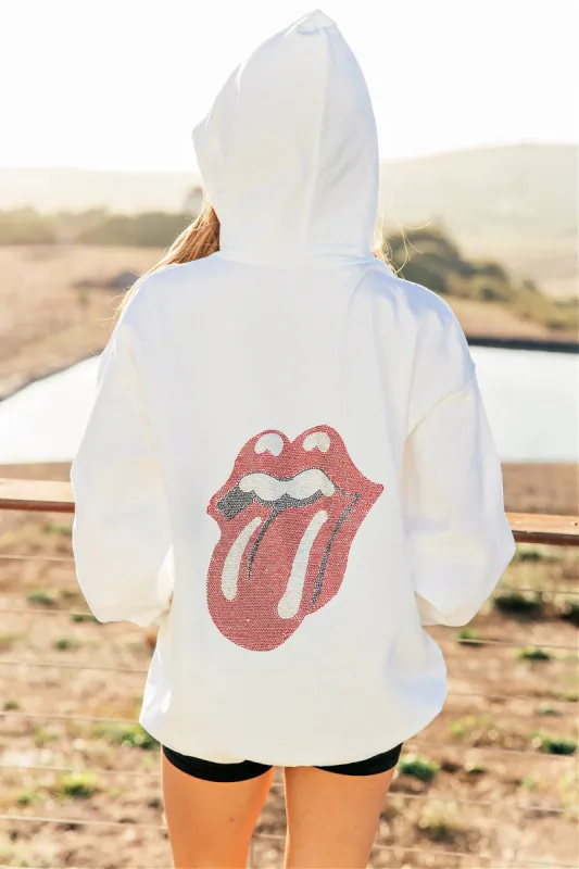 BEST SELLER!! Crystal Drawstring Sweatshirt w/ Rhinestone Lips in 2 Colors! sold by Glitzy Bella