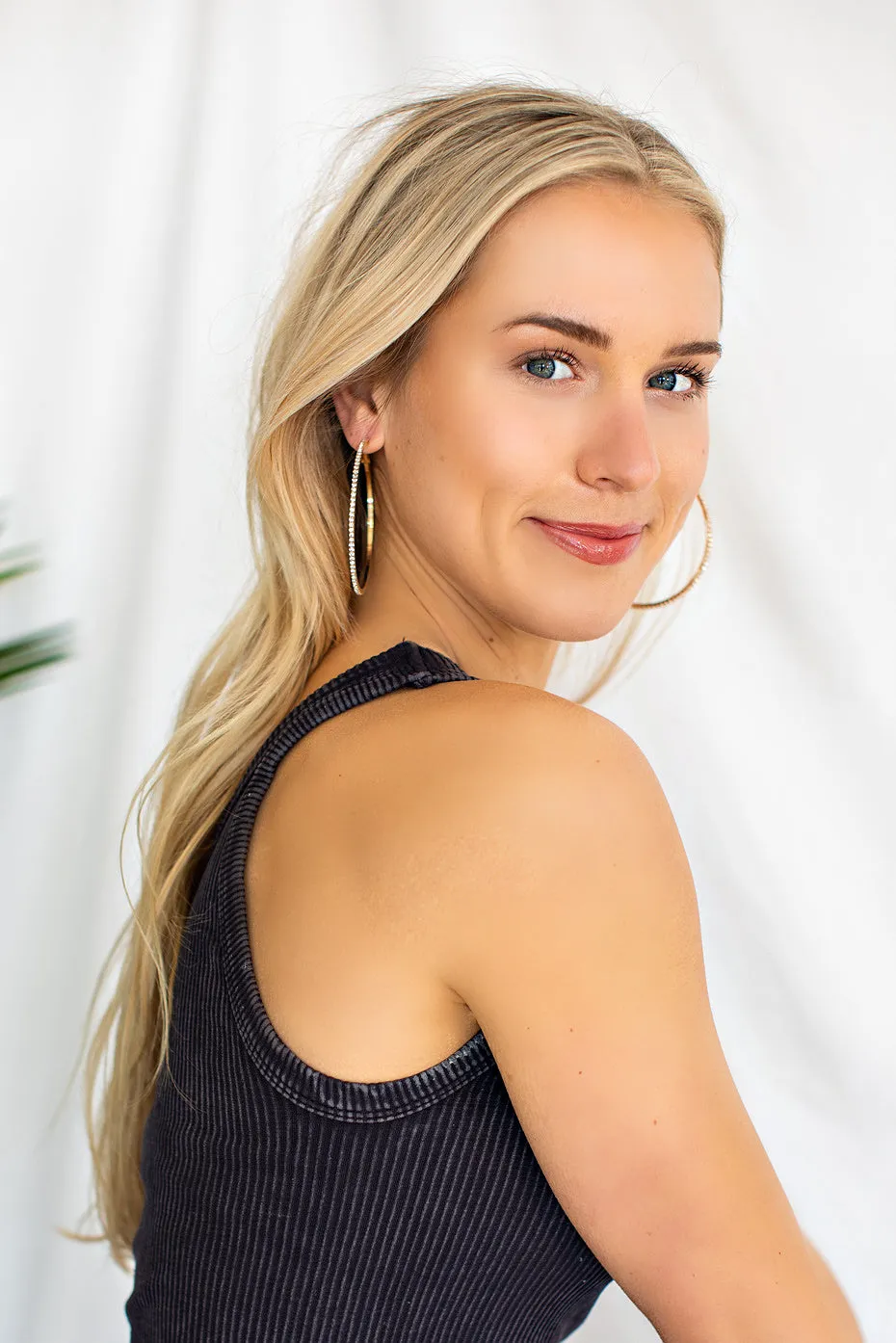 Crystal Hoop Earrings in Gold or Silver sold by Glitzy Bella product image thumbnail 2