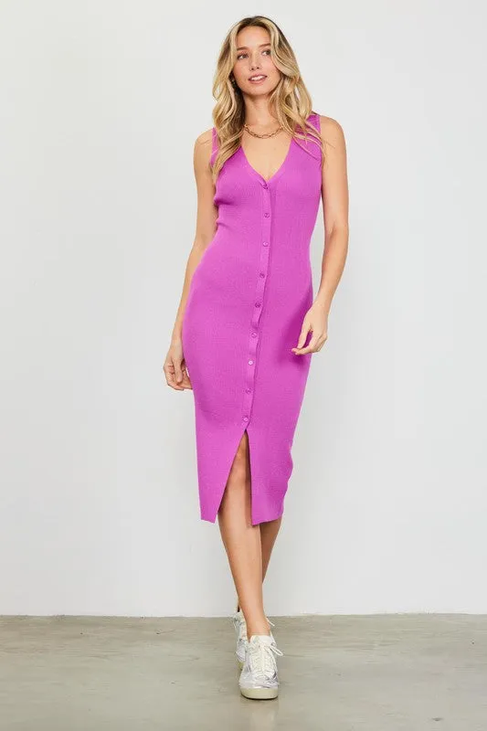 FINAL SALE!! The "Alyvia" Ribbed Midi Dress in Pink sold by Glitzy Bella