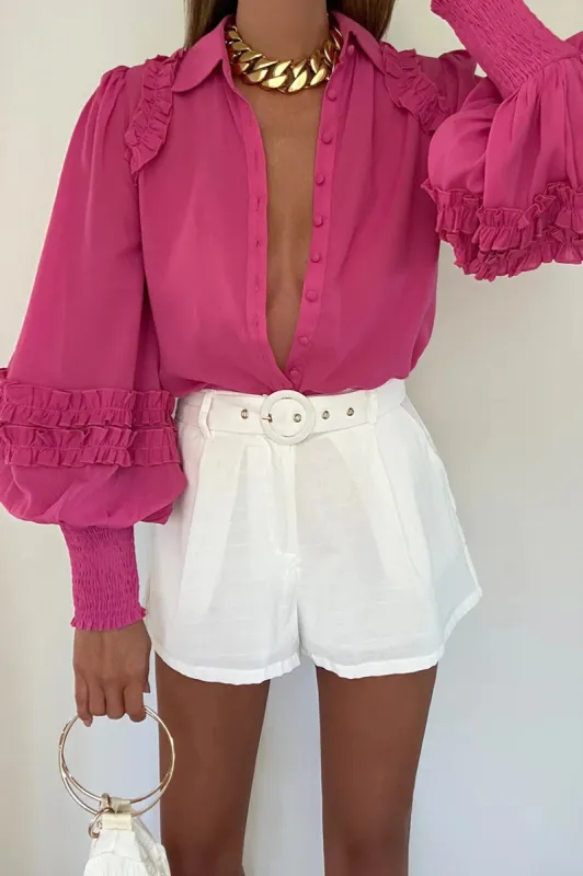 FINAL SALE!! Ella Blouse in Fuschia Floral sold by Glitzy Bella