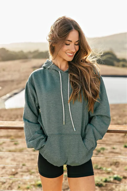 BEST SELLER!! Crystal Drawstring Sweatshirt in Hunter Green sold by Glitzy Bella