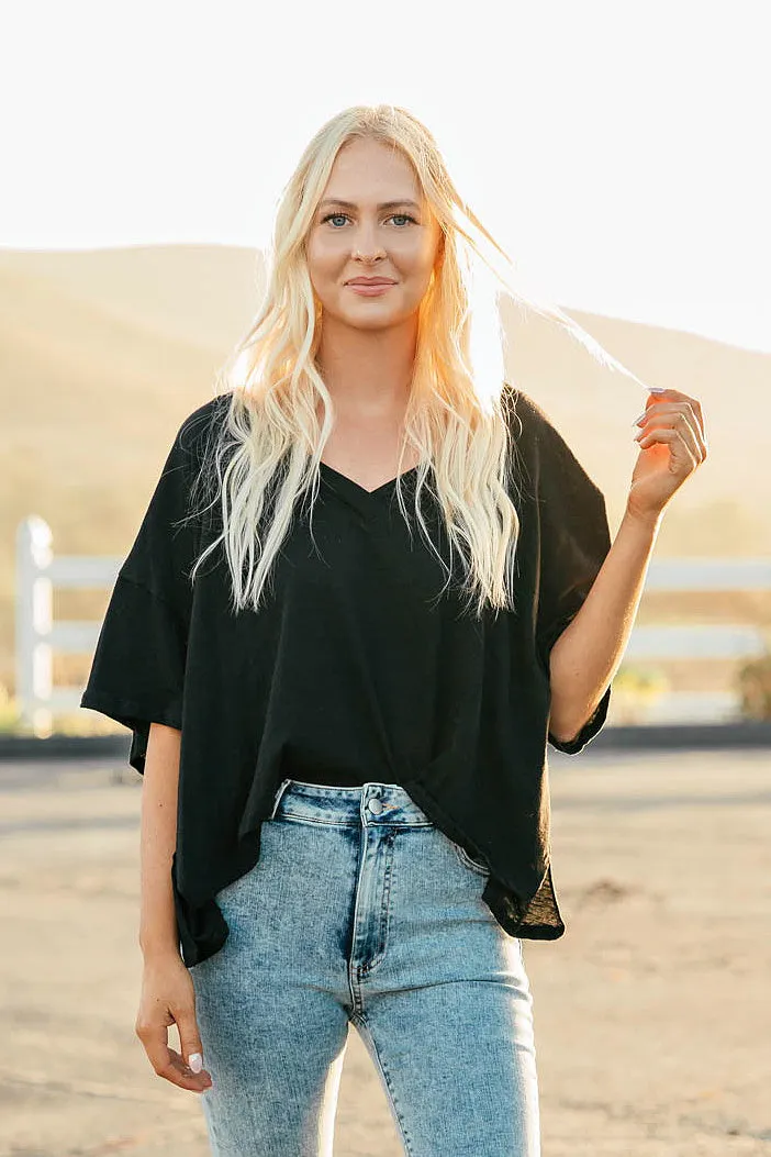 Kaylee V-Neck Tee in Black sold by Glitzy Bella product image thumbnail 3