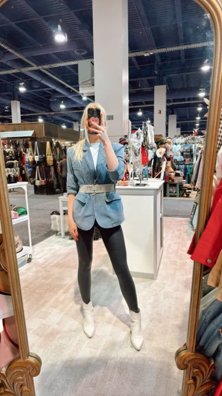 Denim Oversized Blazer sold by Glitzy Bella