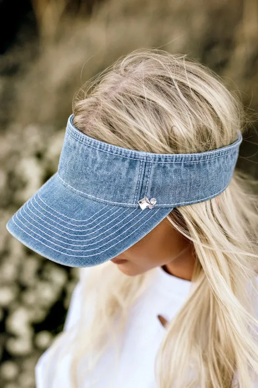 FINAL SALE! Washed Cotton Denim Visor sold by Glitzy Bella
