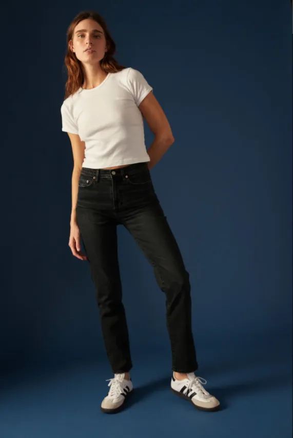 FINAL SALE!! Smarty Pants High Rise Slim Straight Jean in Inked sold by Glitzy Bella
