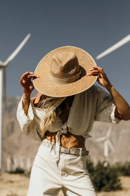 The Palm Desert Straw Panama Hat in Natural sold by Glitzy Bella