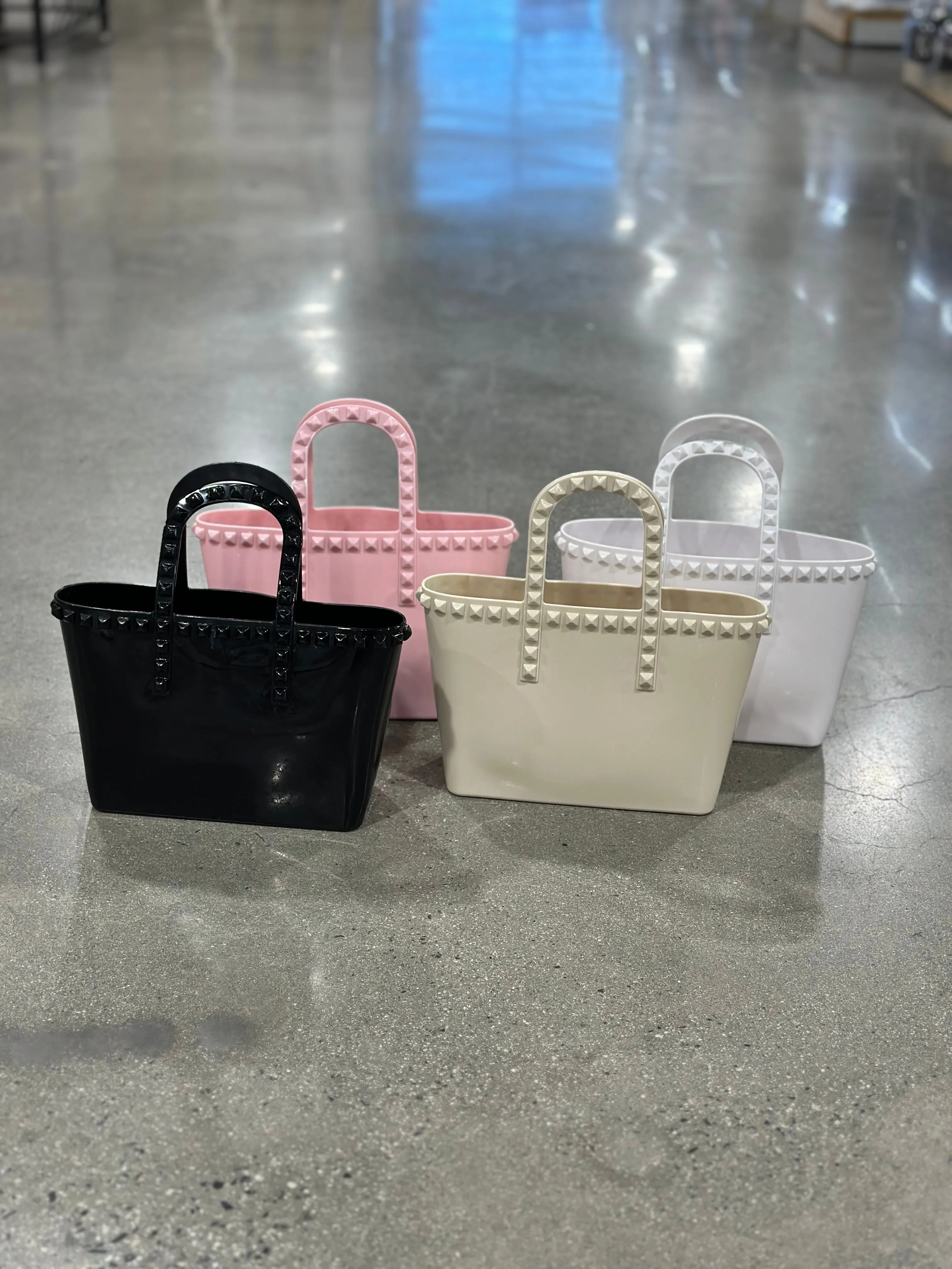 NEW!! Rockstud PVC Resort Bound Tote in Beige sold by Glitzy Bella product image thumbnail 4