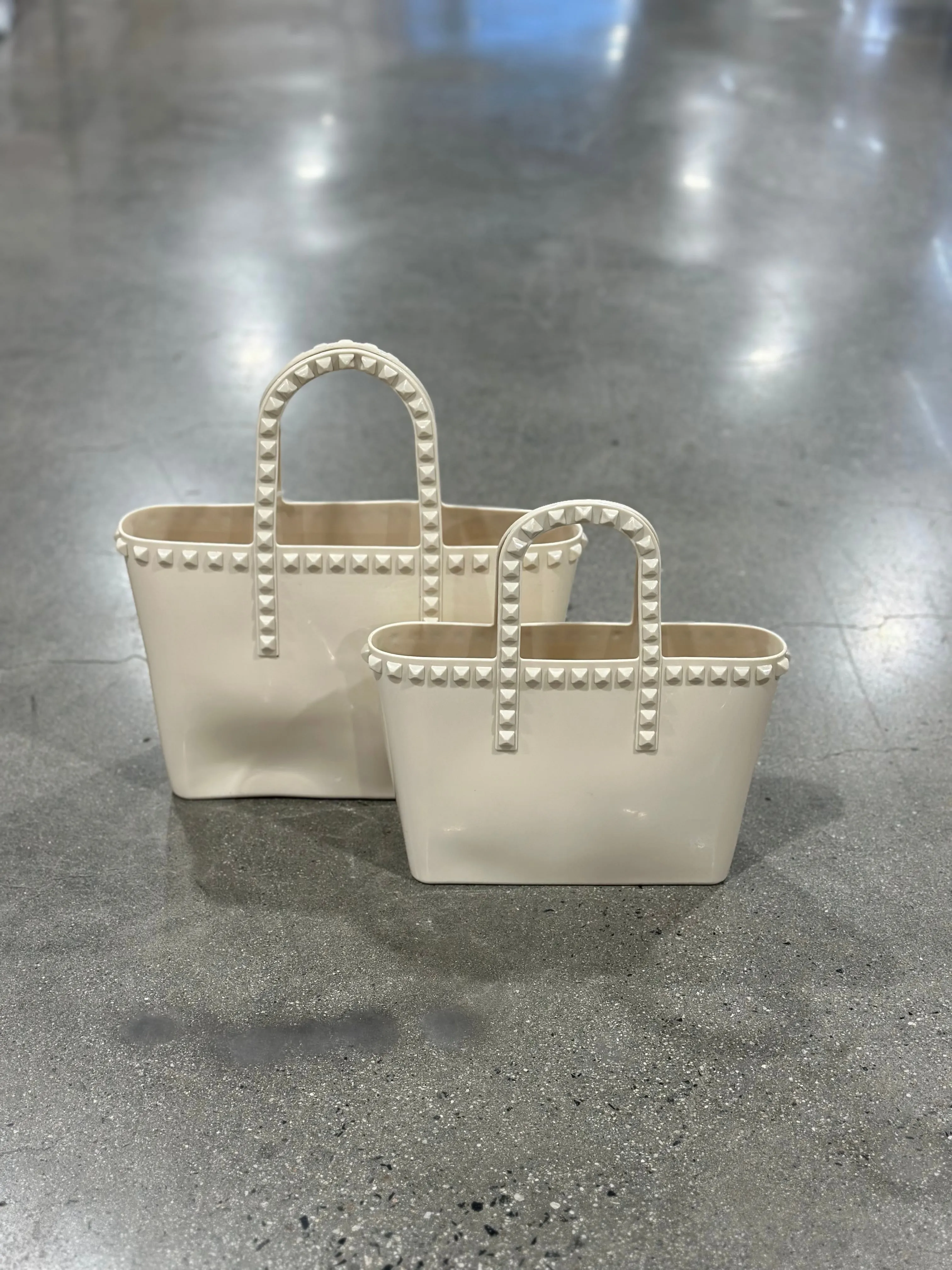 NEW!! Rockstud PVC Resort Bound Tote in Beige sold by Glitzy Bella product image thumbnail 2