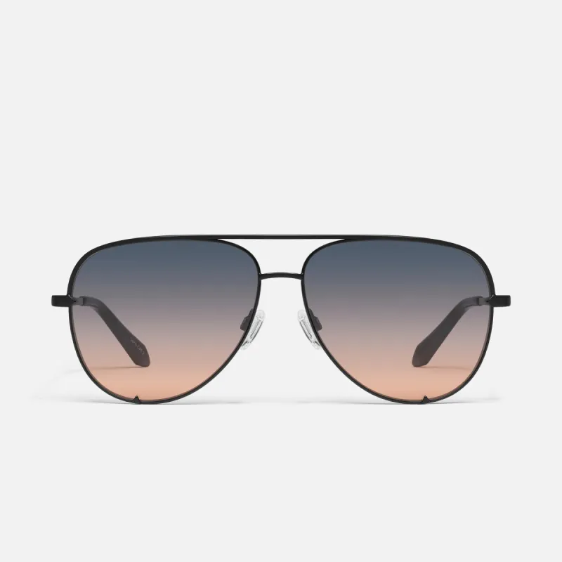 NEW!! QUAY "High Key" Extra Large Polarized Coral & Black Aviators sold by Glitzy Bella