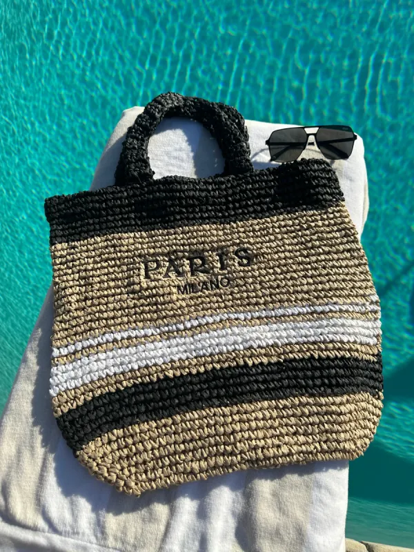 NEW!! “Paris” Raffia Bag sold by Glitzy Bella