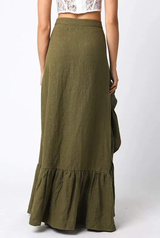 NEW!! “I’m in Linen” Maxi Skirt in Green sold by Glitzy Bella product image thumbnail 4