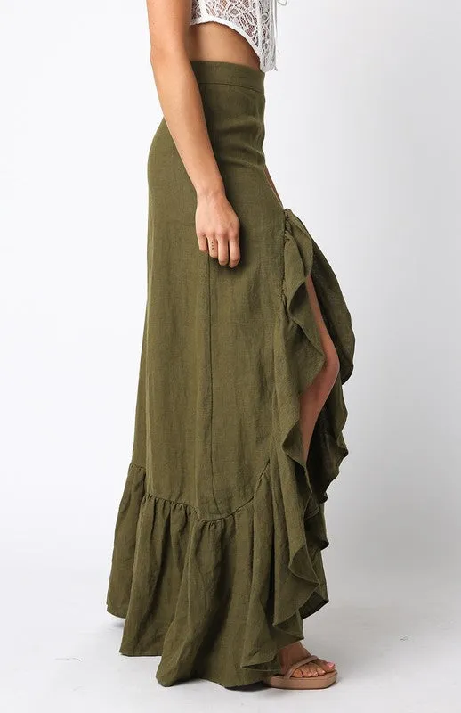 NEW!! “I’m in Linen” Maxi Skirt in Green sold by Glitzy Bella product image thumbnail 2