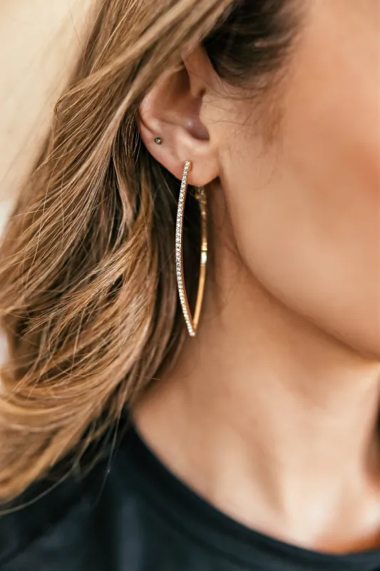 NEW!! Marquis Crystal Hoop Earring in Gold sold by Glitzy Bella