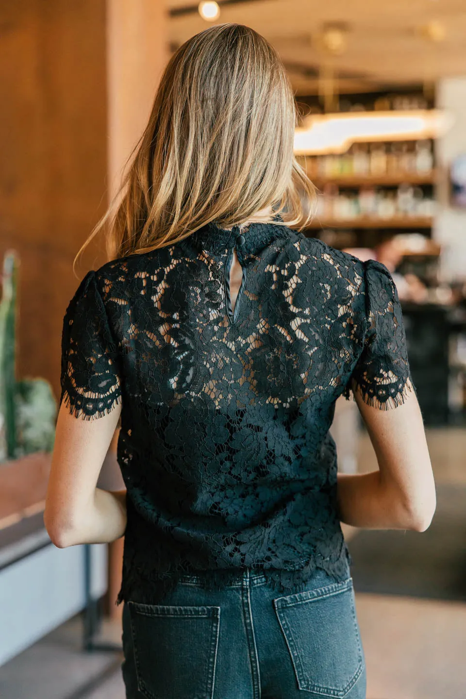 NEW! Lace Mock Neck Top in Black sold by Glitzy Bella product image thumbnail 2