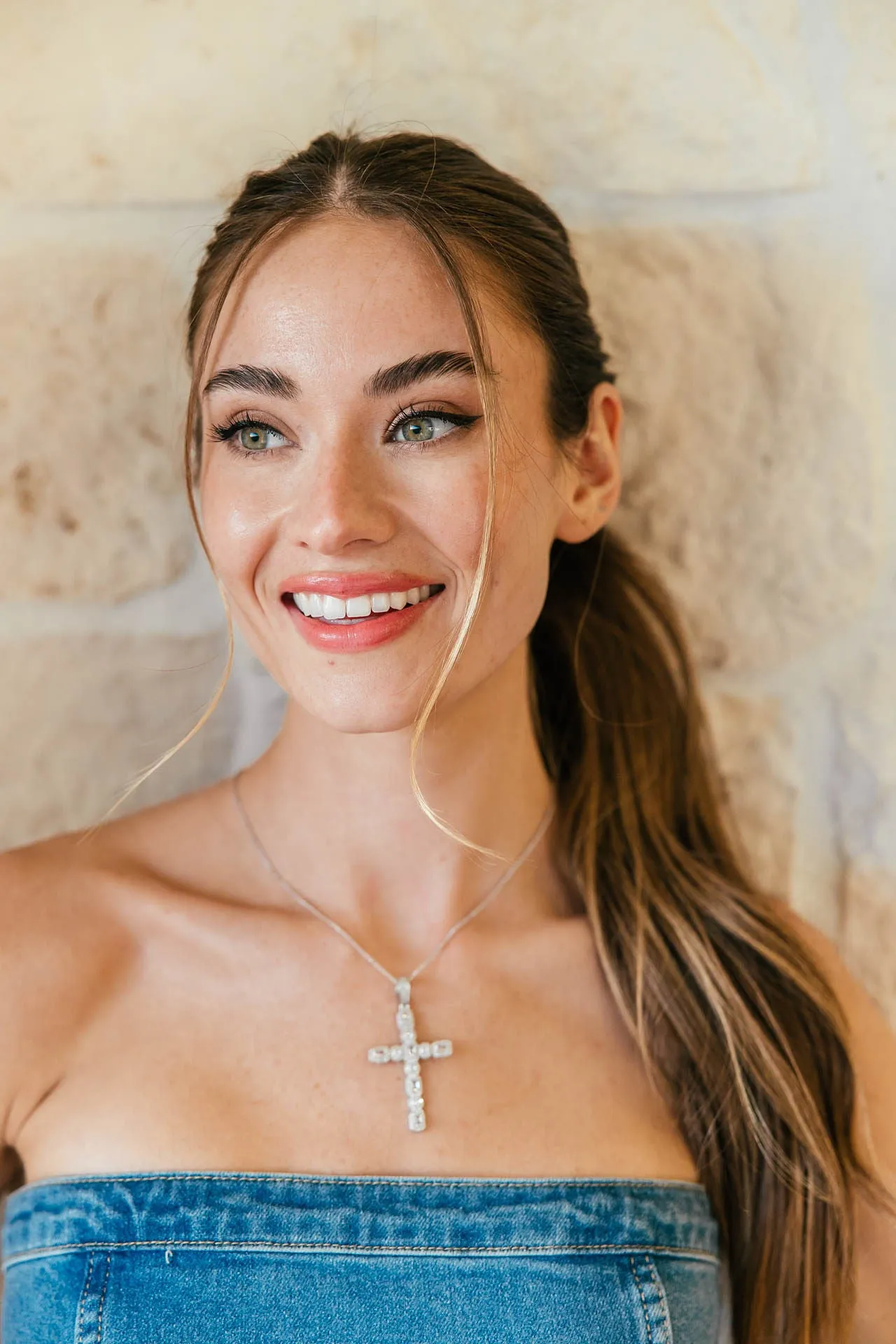 18K White Gold Filled Cross Pendant Necklace sold by Glitzy Bella product image thumbnail 5