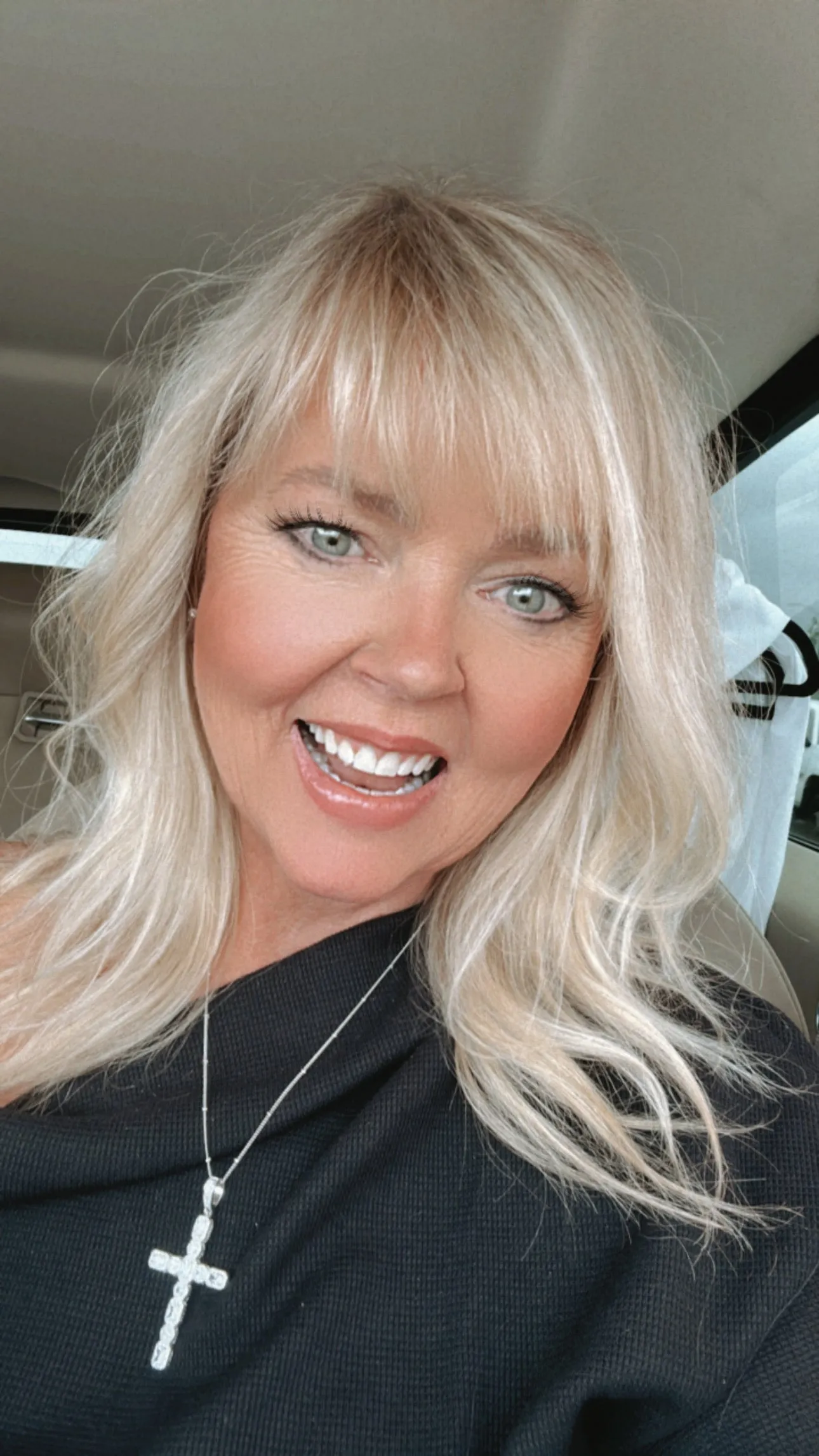 18K White Gold Filled Cross Pendant Necklace sold by Glitzy Bella product image thumbnail 4