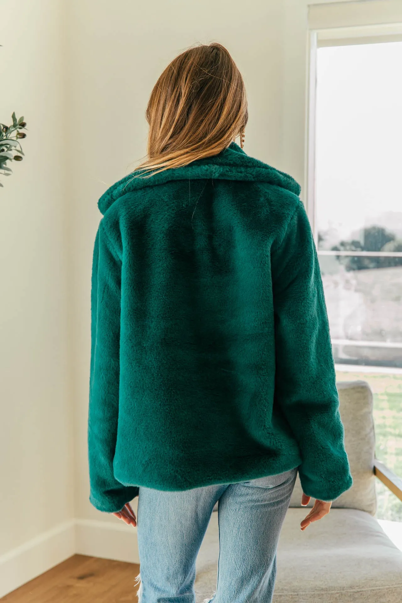 NEW!! Faux Fur Jacket in Emerald Green sold by Glitzy Bella product image thumbnail 5