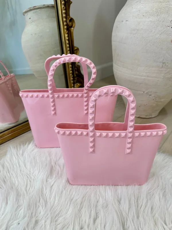 NEW!! Rockstud PVC Resort Bound Tote in Pink sold by Glitzy Bella