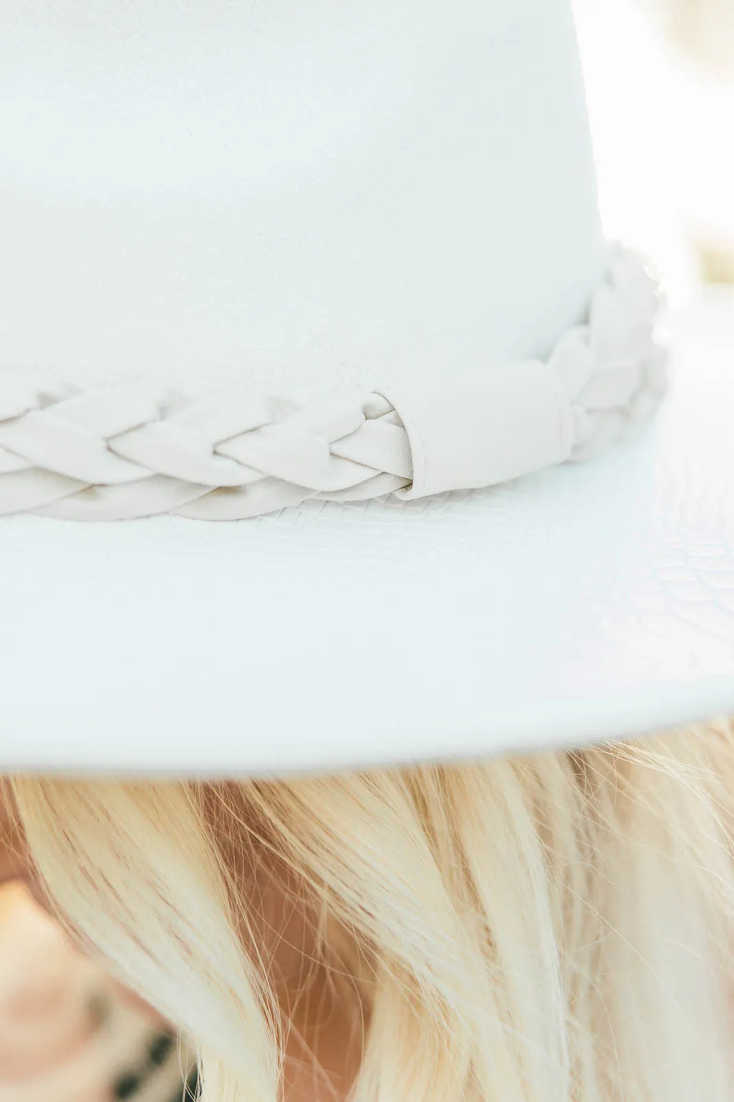 NEW!! The Dreamer Braided Suede Hat in Ivory sold by Glitzy Bella product image thumbnail 4
