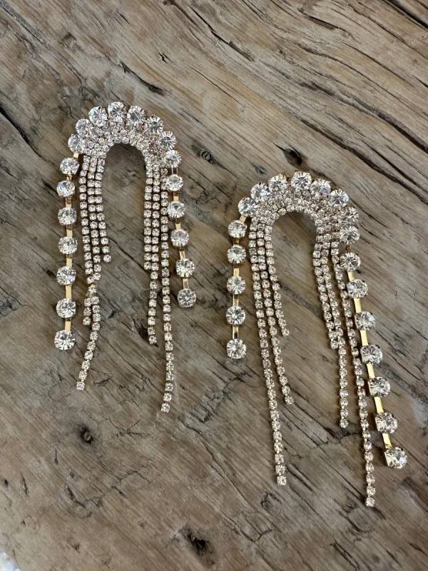 BEST SELLER!! The Daniela Crystal Drop Earring in Gold sold by Glitzy Bella