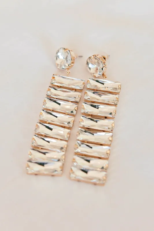 NEW!! Eva Gold Crystal Drop Earring sold by Glitzy Bella
