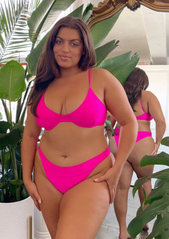 London Banded Cheeky Bikini Bottom - Passion Pink sold by JMP The Label