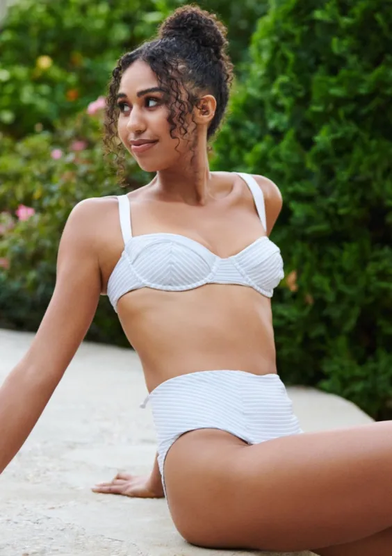 Laguna High Waist Bikini Bottom - White Shimmer sold by JMP The Label