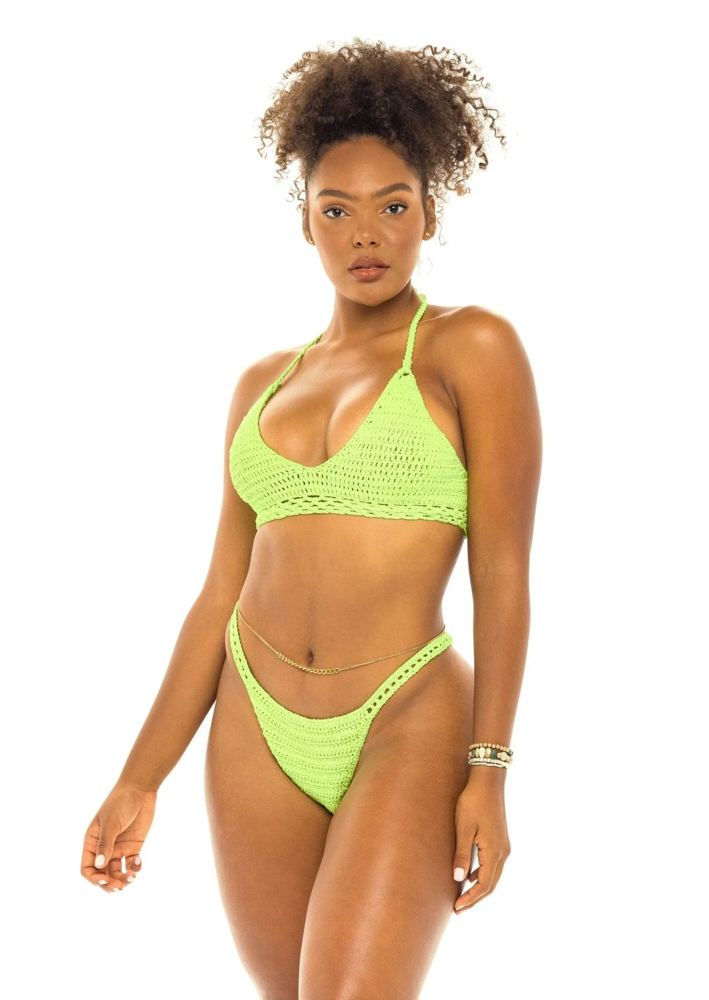 Cabo Crochet Cheeky Bikini Bottom - Highlight Neon Green sold by JMP The Label product image thumbnail 3