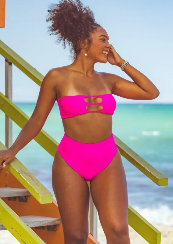 Laguna High Waist Bikini Bottom - Passion Pink sold by JMP The Label
