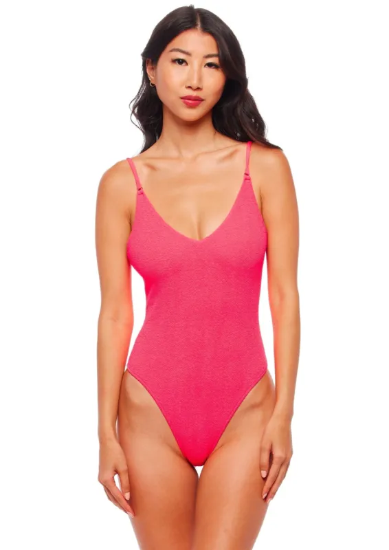 Miami V Neck One Piece Swimsuit - Zinnia Pink sold by JMP The Label