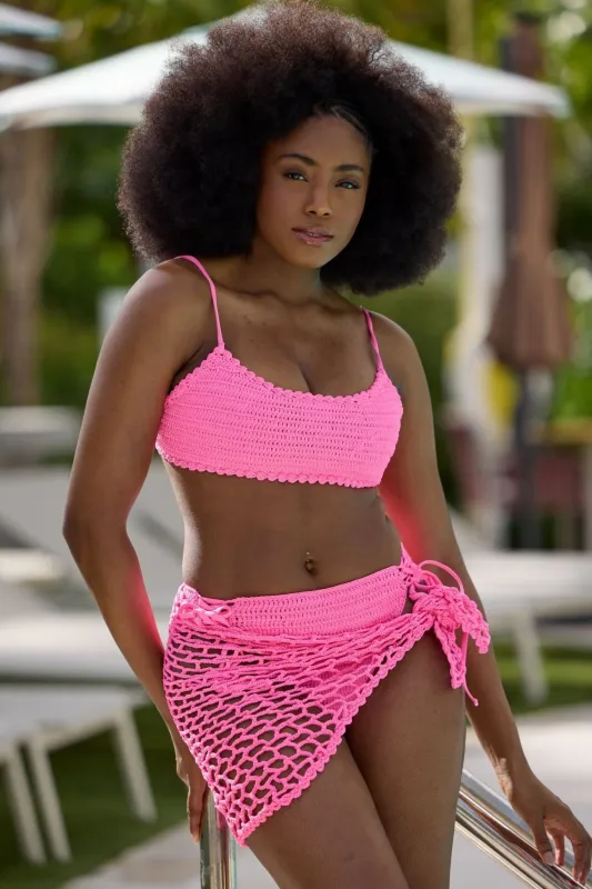 Mazatlan Top - Pink Punch Crochet made by JMP The Label