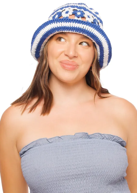 Meadow Crochet Bucket Hat - Blue sold by JMP The Label