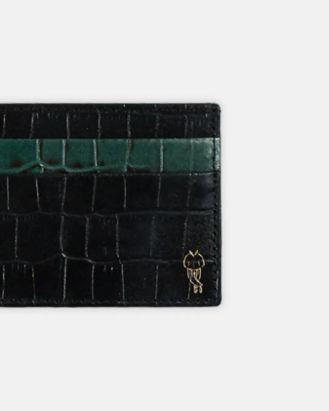 Crocodile Embossed Black Leather Card Holder sold by Le Alfre product image thumbnail 2