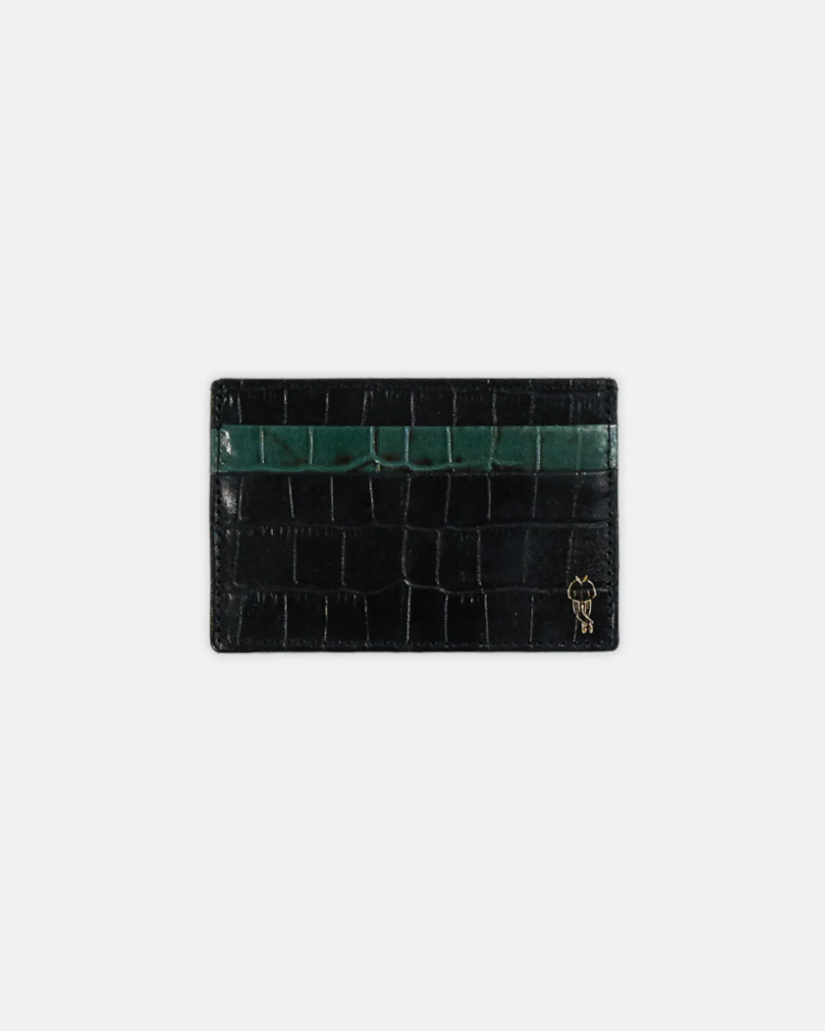 Crocodile Embossed Black Leather Card Holder sold by Le Alfre