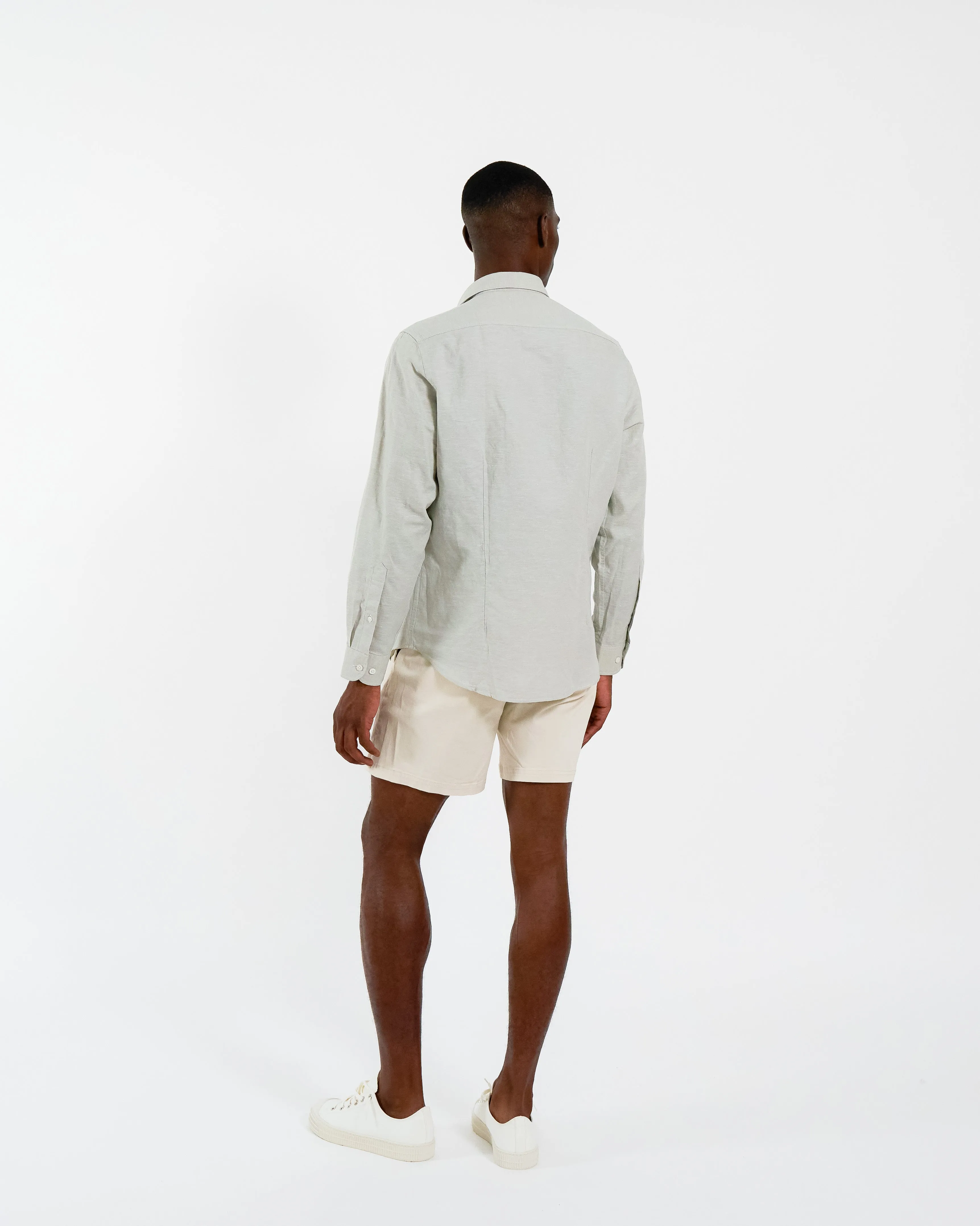 Classic Greige Linen-Blend Shirt sold by Le Alfre product image thumbnail 4