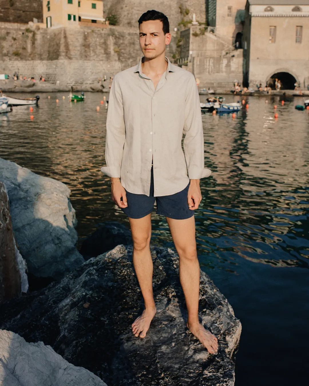 Classic Greige Linen-Blend Shirt sold by Le Alfre product image thumbnail 5