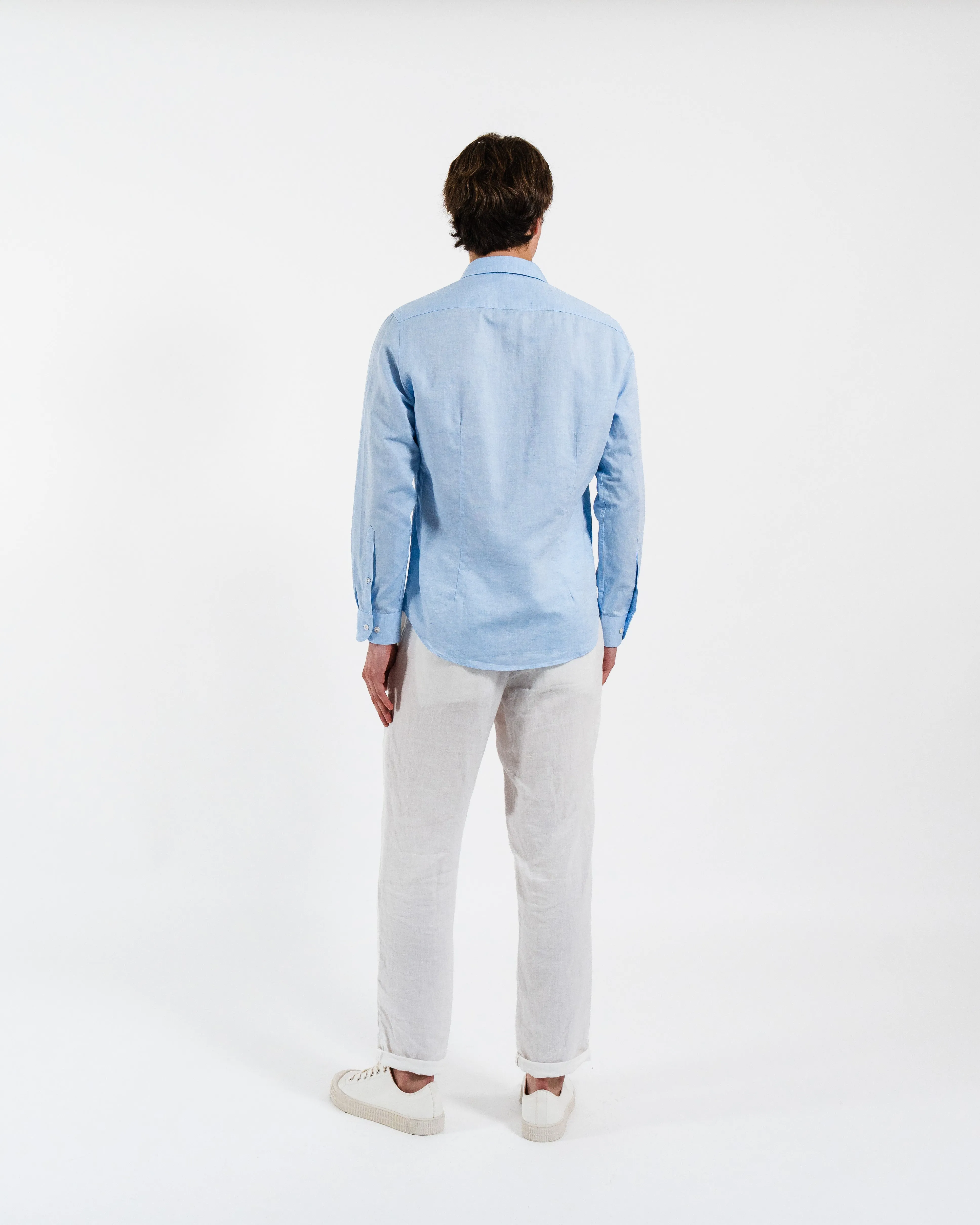 Classic Light Blue Linen-Blend Shirt sold by Le Alfre product image thumbnail 4