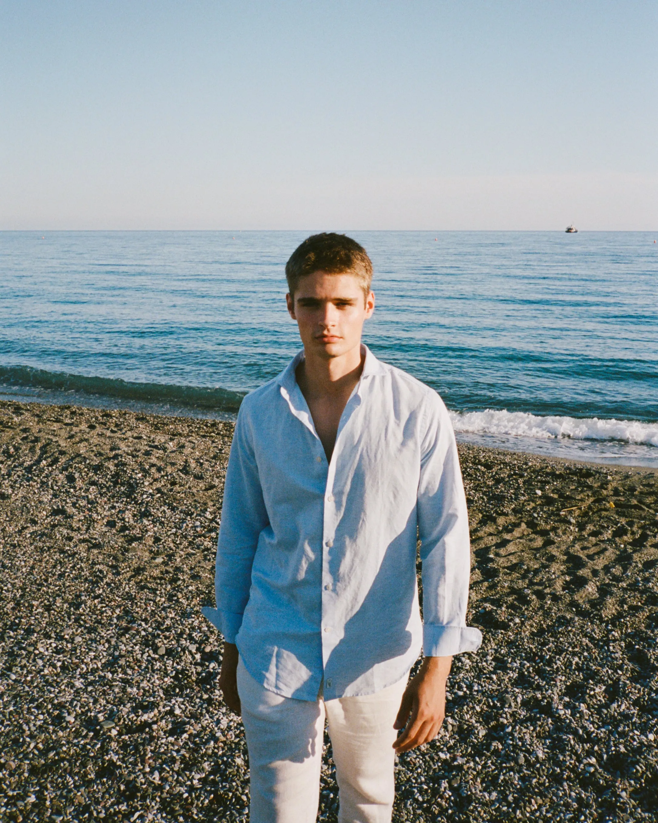 Classic Light Blue Linen-Blend Shirt sold by Le Alfre product image thumbnail 5