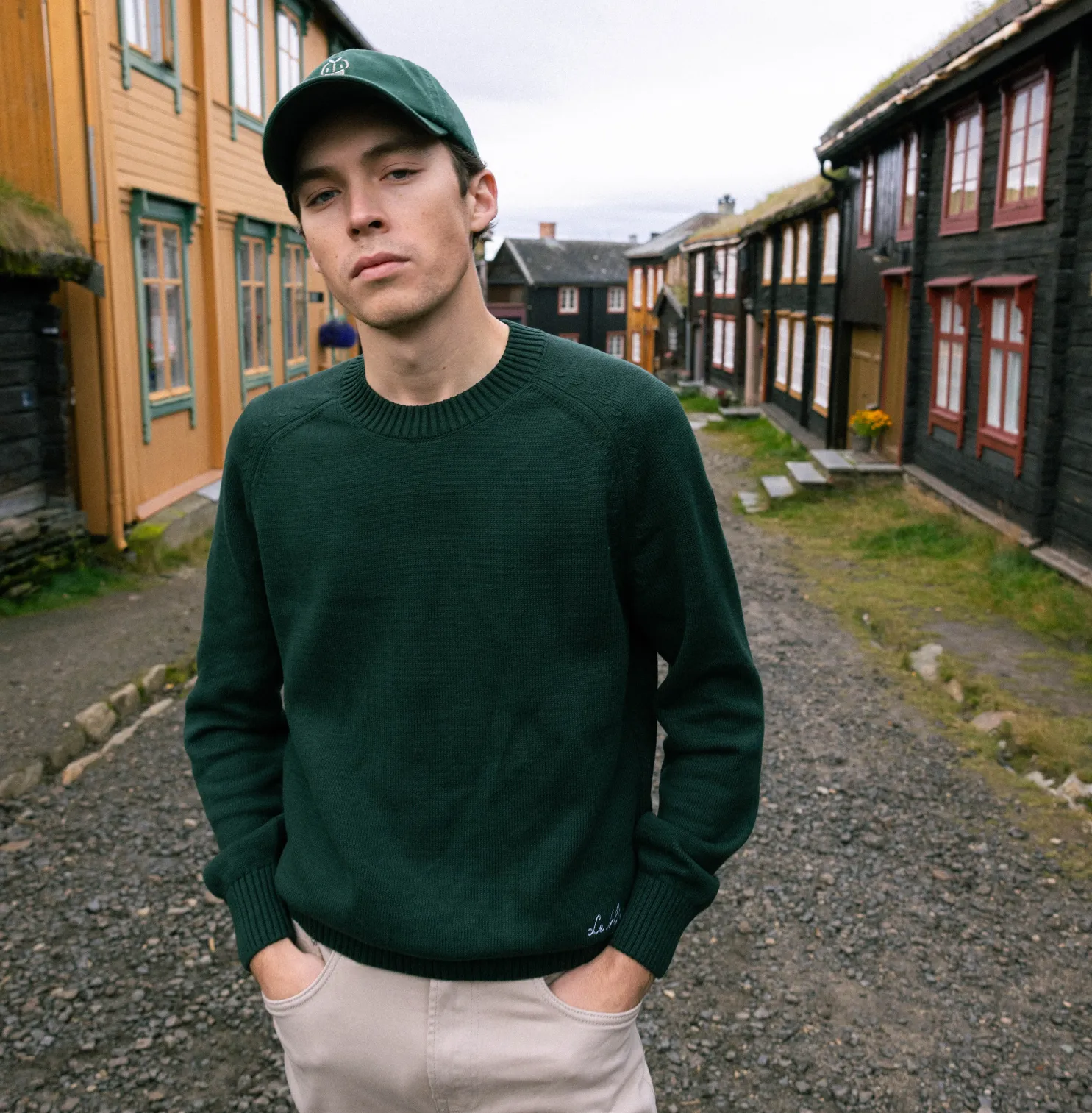 Cotton Crewneck Hunter Green Sweater sold by Le Alfre product image thumbnail 4