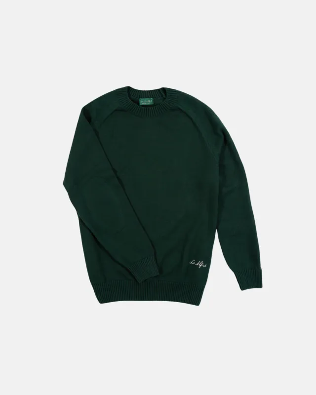 Cotton Crewneck Hunter Green Sweater sold by Le Alfre