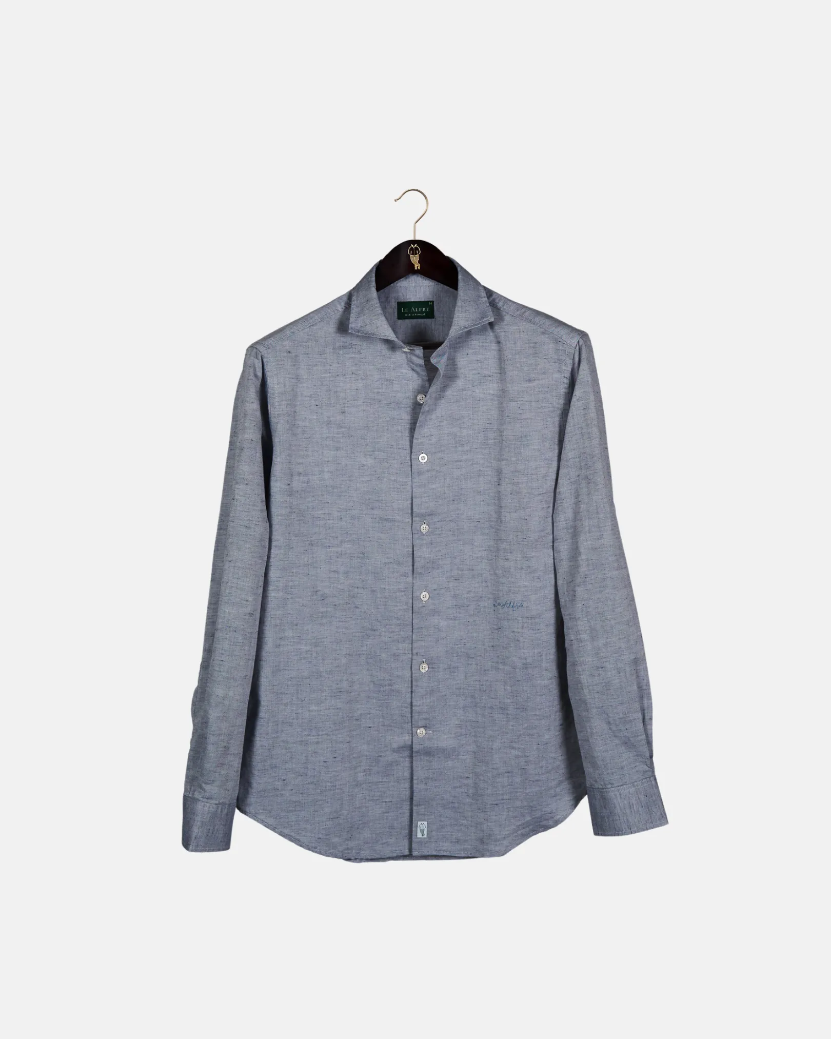 Classic Asphalt Black Linen-Blend Shirt sold by Le Alfre