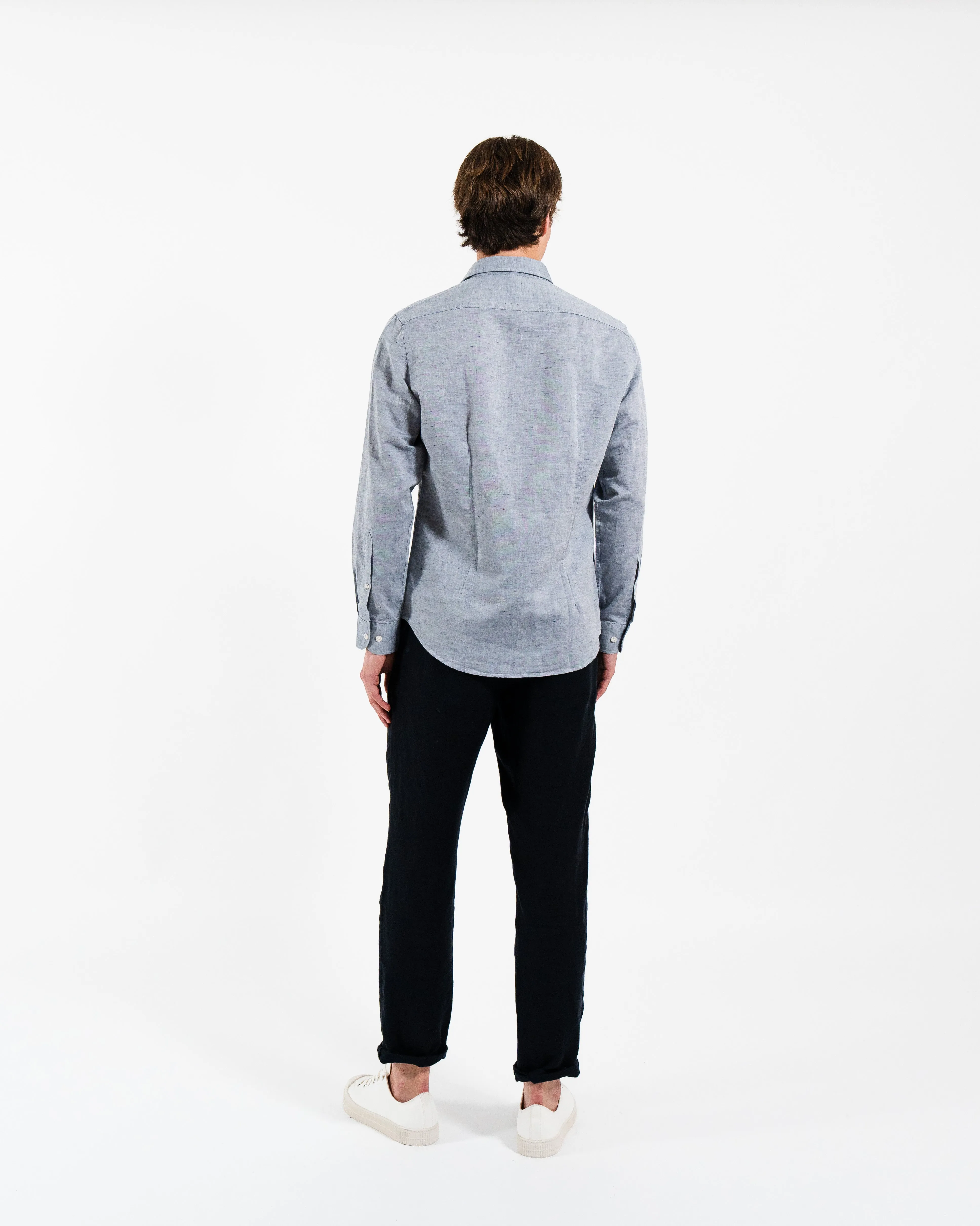 Classic Asphalt Black Linen-Blend Shirt sold by Le Alfre product image thumbnail 4